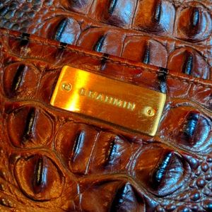 Brahmin chocolate brown alligator purse